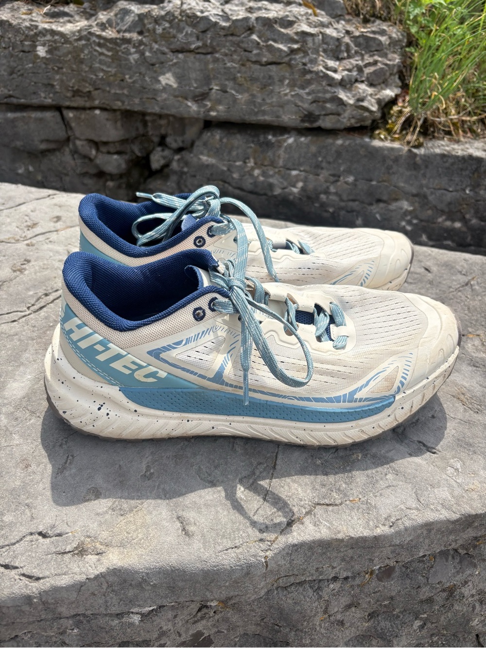 Hi-Tec Women's White and Light Blue Running Sneakers